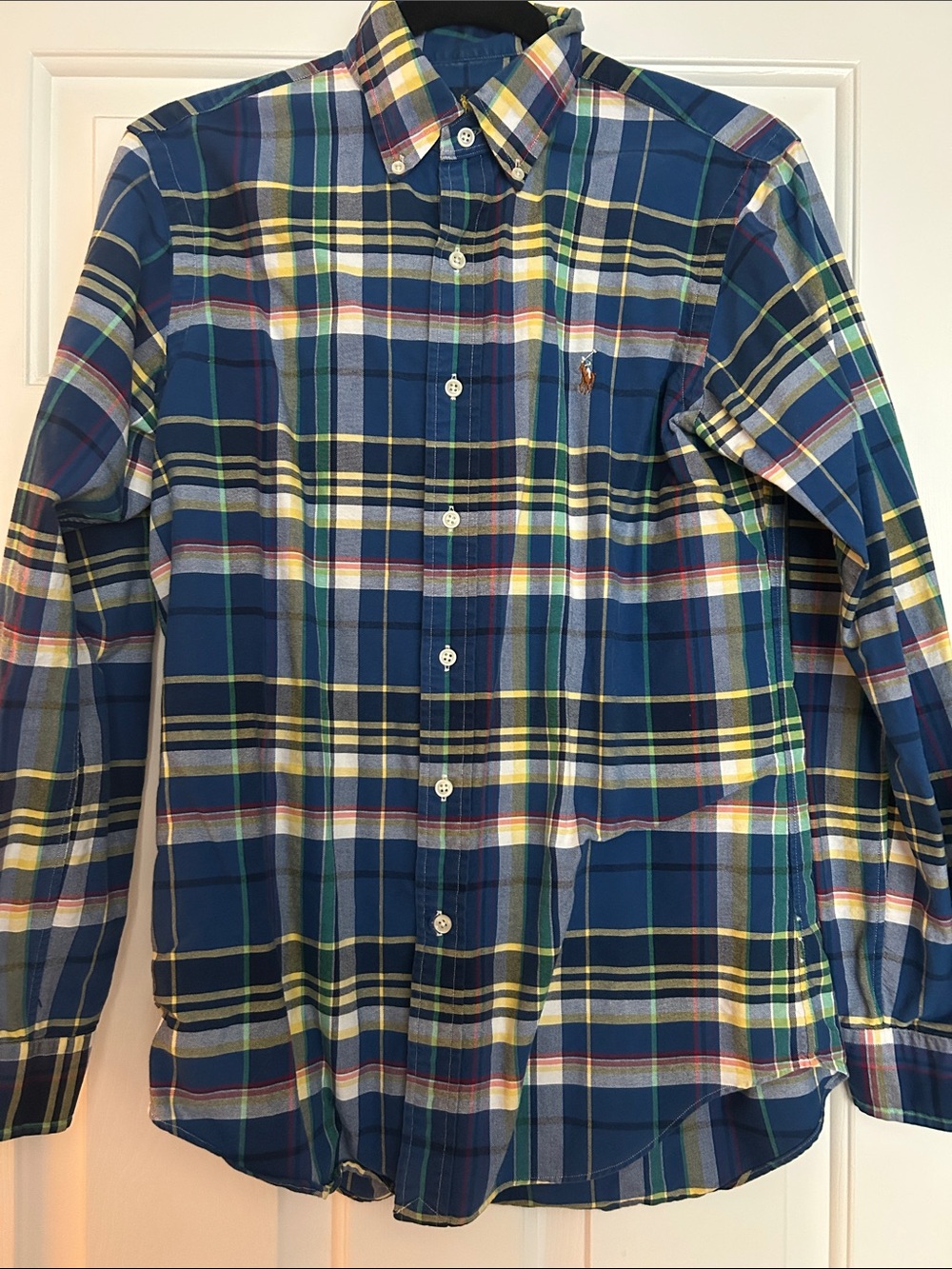 Polo by Ralph Lauren Navy and Yellow Plaid Button-Down Shirt